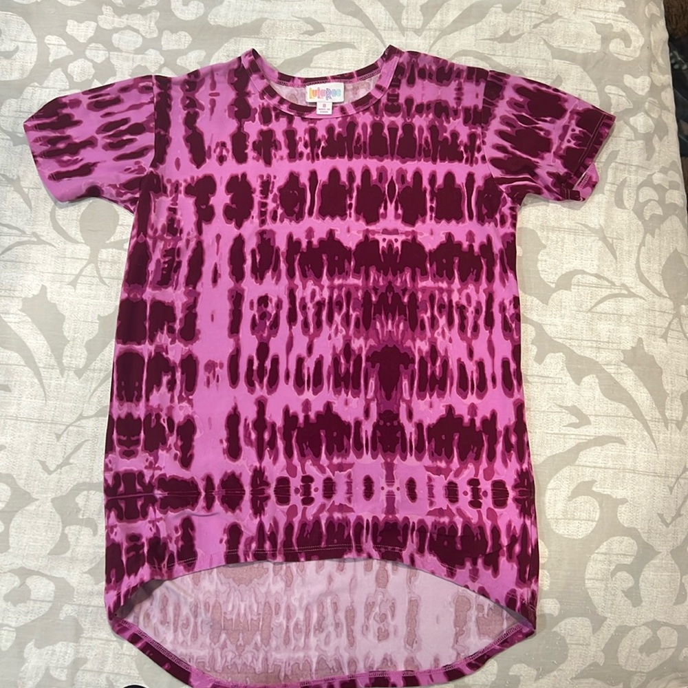 LuLaRoe Pink Tie Dyed Gracie Shirt Kid's Size 8